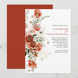 Marsala Burgundy Blush Fall Floral Wedding Invitat Invitation