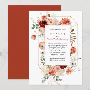 Marsala Burgundy Blush Fall Floral Wedding Invitation