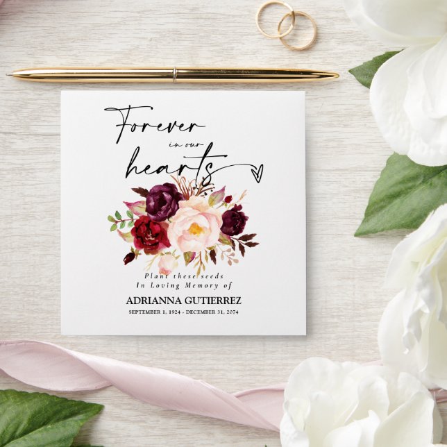 Marsala Burgundy Boho Seed Packet Memorial Funeral Envelope (Wedding)