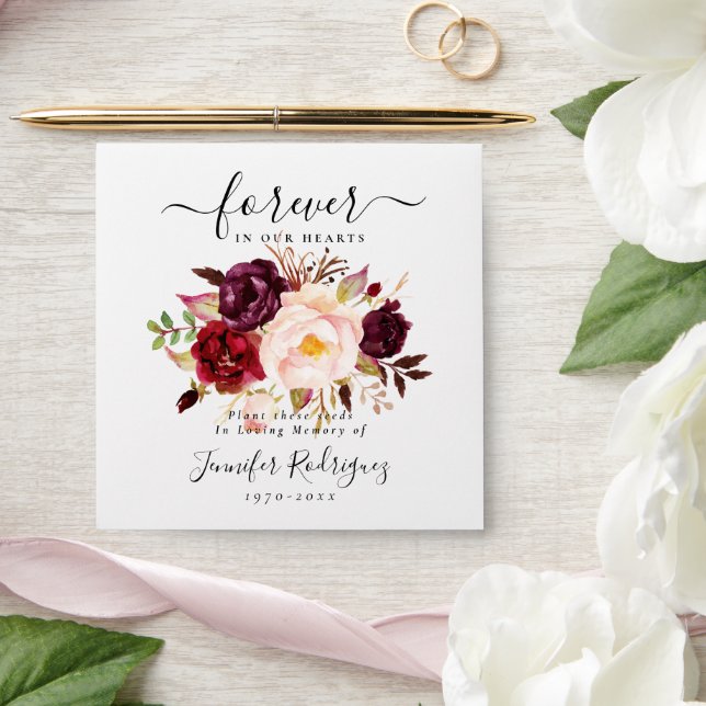 Marsala Burgundy Boho Seed Packet Memorial Funeral Envelope (Wedding)