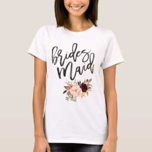Marsala burgundy Floral bridesmaid T-Shirt