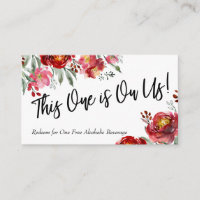 Marsala Burgundy Floral Drink Ticket Insert Cards