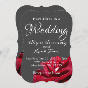 Marsala Burgundy Floral Grey Modern Wedding Invitation