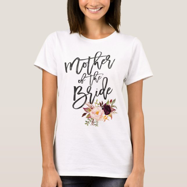 Marsala burgundy Floral mother of the bride T-Shirt (Front)