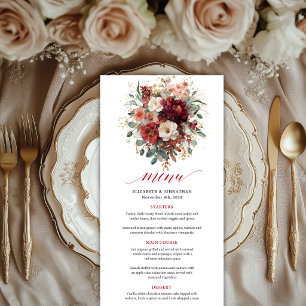 Marsala Burgundy Gold Floral Autumn Chic wedding m Menu