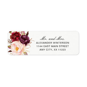 Marsala Burgundy MR & MRS return address 4163 Return Address Label