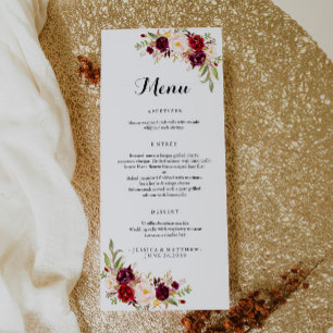 Marsala Burgundy Rustic Floral Rack Card