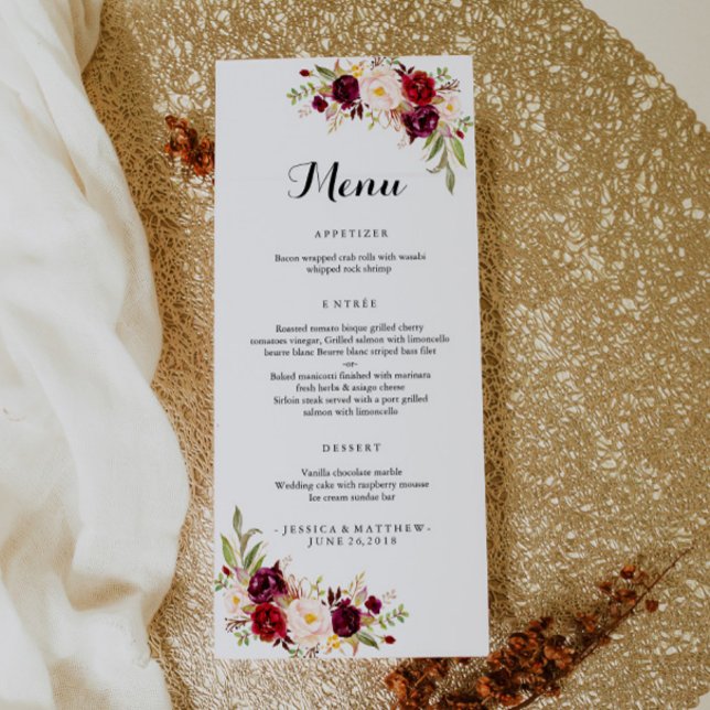 Marsala Burgundy Rustic Floral Rack Card (Creator Uploaded)