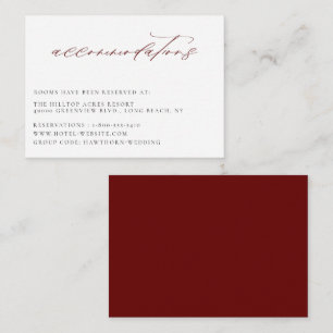 Marsala Burgundy Wedding Accommodations Enclosure Card