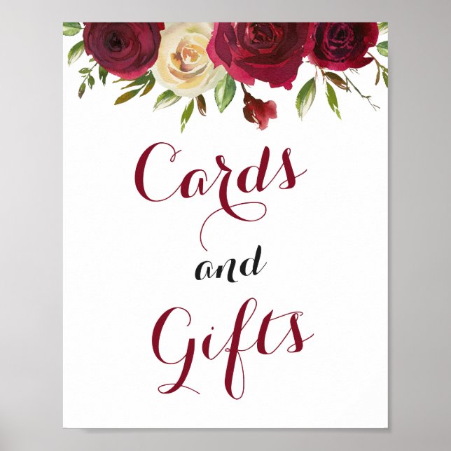 Marsala Cards and Gifts Wedding Bridal Shower Sign (Front)