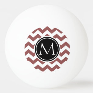 Marsala Chevron Monogrammed Ping Pong Ball