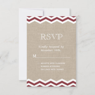 Marsala Chevrons on Burlap RSVP