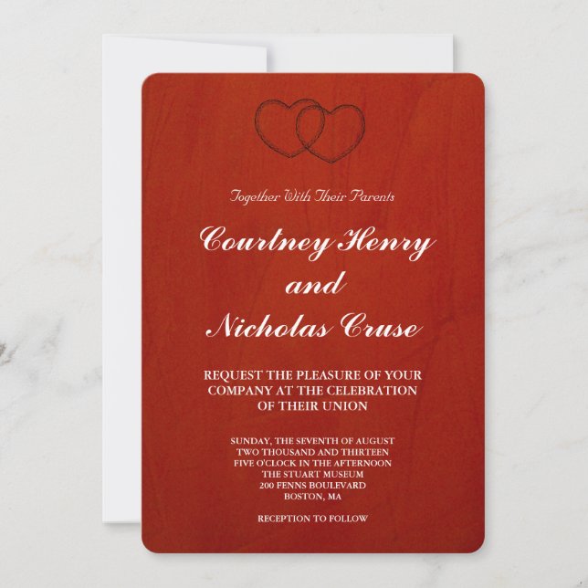 Marsala Crimson Wedding Invitations (Front)