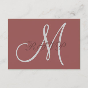 Marsala Elegant Wedding RSVP Card with Monogram