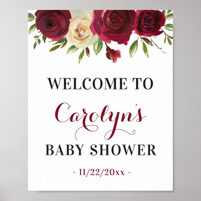 Marsala Fall Baby Shower Sprinkle Welcome Sign (Front)
