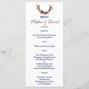 Marsala Floral Antlers Navy Blue Fall Menu