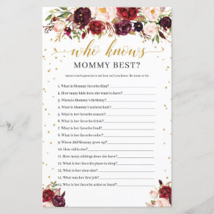 Marsala floral boho who knows mummy best game