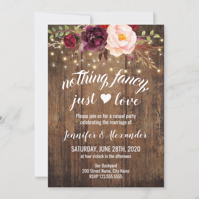 Marsala Floral Wedding Reception Invitation (Front)