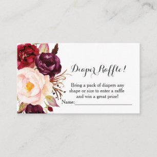 marsala flowers baby shower diaper raffle cards