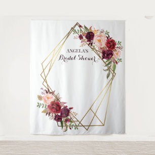 Marsala flowers Bridal Shower photo backdrop  Tapestry
