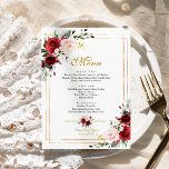 Marsala Flowers & Gold Frame Baby Shower Menu<br><div class="desc">Marsala Flowers & Gold Frame Baby Shower Menu. This high-quality design is easy to customise to match your baby shower , styles and theme. For further customisation, please click the "customise further" link and use our design tool to modify this template. If you need help or matching items, please contact...</div>