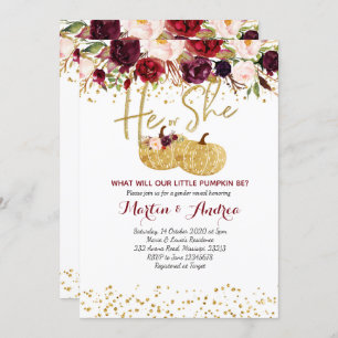 Marsala Gender Reveal Baby Shower Invitation