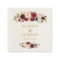 Marsala Gold Red Flowers Monogram Wedding Napkin
