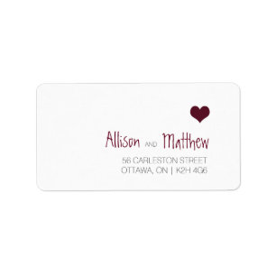 Marsala Heart Wedding Address Label