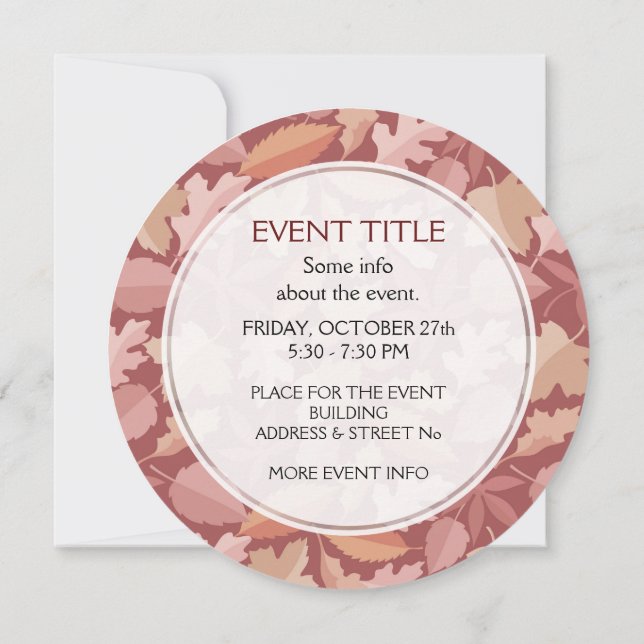 Marsala leaves pattern invitation (Back)