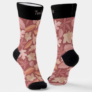 Marsala Leaves Pattern Socks