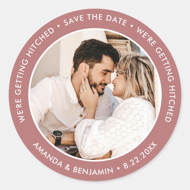 Marsala Modern Photo Wedding Envelope Seals (Front)