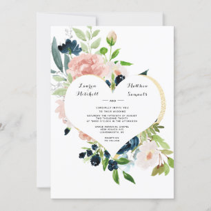 Marsala Navy Blush Wedding Invitation