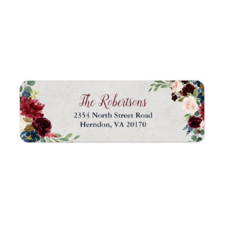 Marsala & Navy Floral Custom Return Address Label