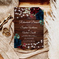 Marsala & Navy Flower Rustic Wood Rehearsal Dinner