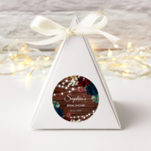 Marsala & Navy Flowers Rustic Bridal Shower  Classic Round Sticker