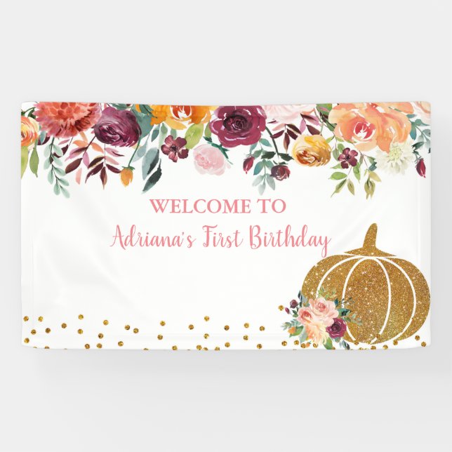 Marsala Our Little Pumpkin Birthday Large Banner (Horizontal)