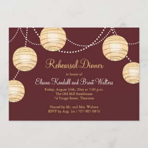 Marsala Party Lanterns Rehearsal Dinner Invitation