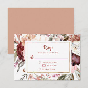 Marsala Peach Terracotta Pink Floral RSVP Card
