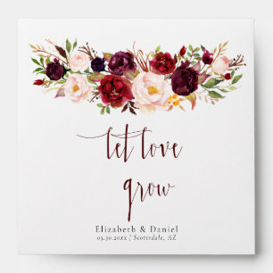 Marsala Peony Boho Wedding Favour Gift Seed Packet Envelope
