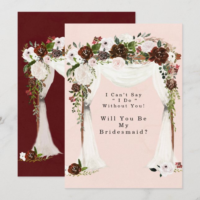 Marsala Pink Canopy Will You Be My Bridesmaid Invitation (Front/Back)