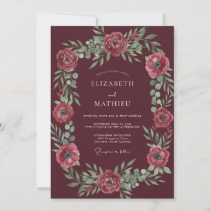 Marsala Pink Petal Wedding Invitation