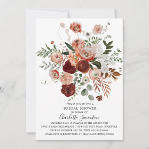 Marsala Pink Terracotta Floral Bridal Shower Invit Invitation