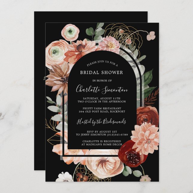 Marsala Pink Terracotta Floral Bridal Shower Invitation (Front/Back)