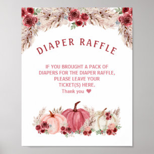 Marsala Pumpkin Baby Shower Diaper Raffle Sign