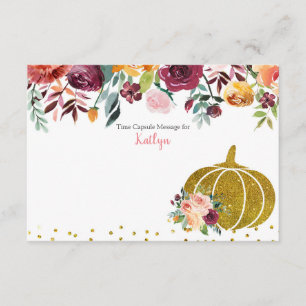 Marsala Pumpkin First Birthday Time Capsule Card
