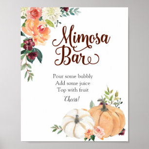 Marsala Pumpkin Floral Mimosa Bar Sign