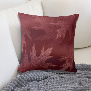 Marsala Red Oak Leaf Cushion