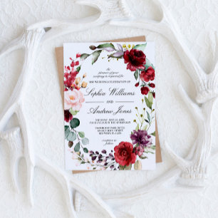 Marsala Rose Floral Wedding Invitation