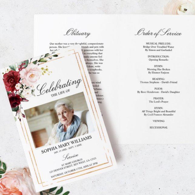 Marsala Rose Funeral Program | Order of Service (Creator Uploaded)