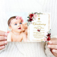 Marsala Rose & Gold Frame Photo Girl Christening